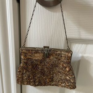 Vintage Beaded Ladies Purse Purse Is 4 X 6 CHAIN  5”